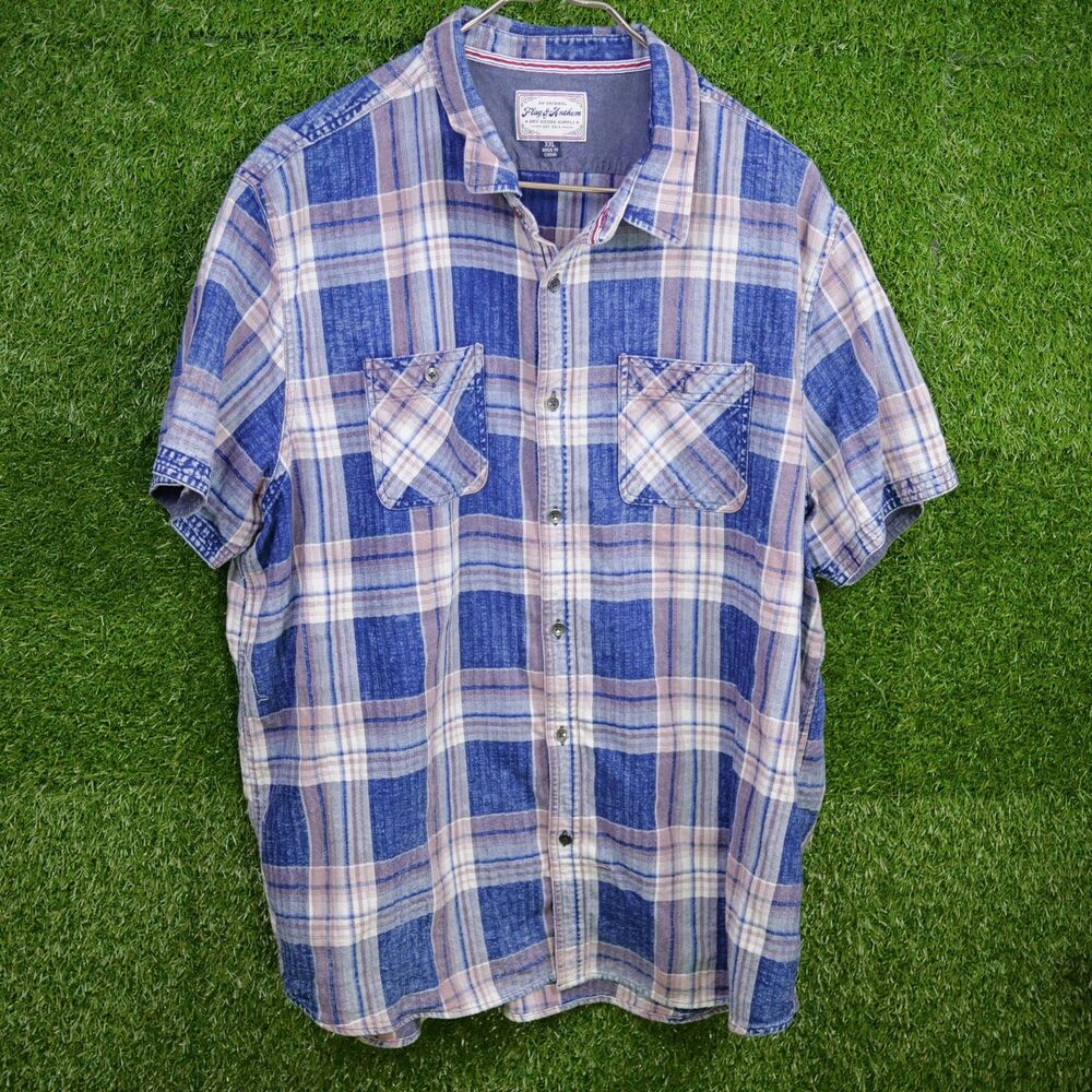 Flag & Anthem Short-sleeve Button-up Shirt - Men's Size XXL